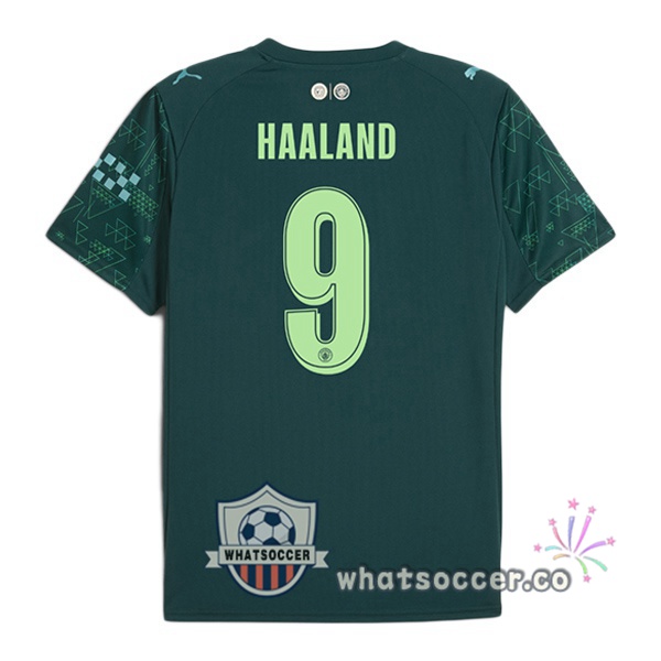 Manchester City (Erling Haaland 9) Fourth Soccer Jerseys Green 2025-2026