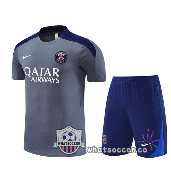 Paris PSG Training T-Shirts + Shorts Gray 2025-2026 Paris PSG Training T-Shirts + Shorts Gray 2025-2026