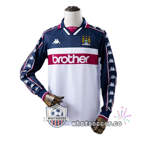 Manchester City Retro Away Long Sleeve White Blue Royal 1997-1998