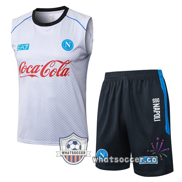 SSC Napoli Soccer Vest + Shorts White 2025-2026 SSC Napoli Soccer Vest + Shorts White 2025-2026