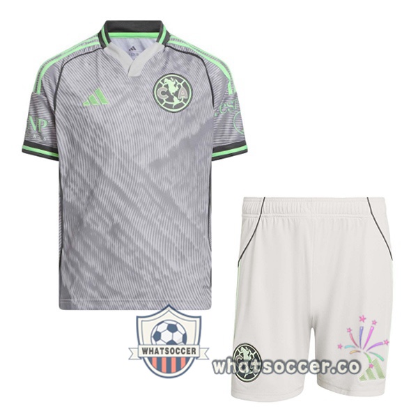 Club America Kids Third Soccer Jerseys Gray 2025-2026 Club America Kids Third Soccer Jerseys Gray 2025-2026