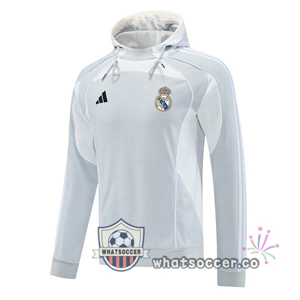 Hooded Sweatshirt Real Madrid Gray White 2025-2026