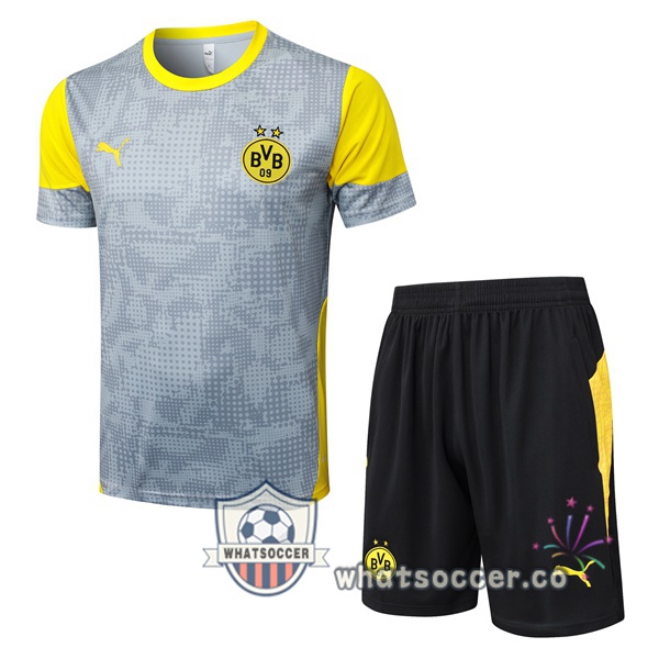 Dortmund BVB Training T-Shirts + Shorts Gray 2025-2026 Dortmund BVB Training T-Shirts + Shorts Gray 2025-2026