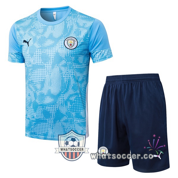 Manchester City Training T-Shirts + Shorts Blue 2025-2026 Manchester City Training T-Shirts + Shorts Blue 2025-2026