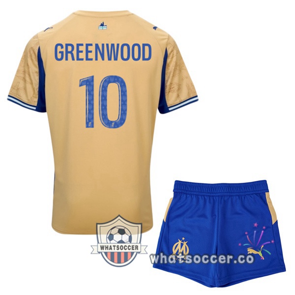 Olympique de Marseille (GREENWOOD 10) Kids Fourth Soccer Jerseys Yellow 2025-2026