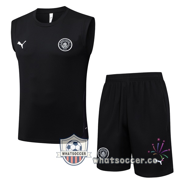 Manchester City Soccer Vest + Shorts Black 2025-2026 Manchester City Soccer Vest + Shorts Black 2025-2026
