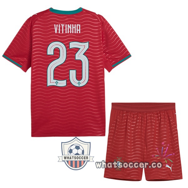Portugal (Vitinha 23) Kids Home Soccer Jerseys Red FIFA World Cup 2026