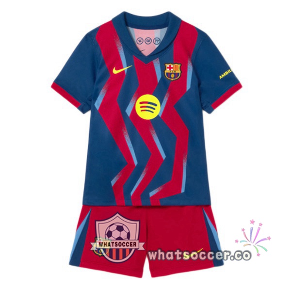 FC Barcelona Kids Fourth Soccer Jerseys Blue Red 2025-2026 FC Barcelona Kids Fourth Soccer Jerseys Blue Red 2025-2026