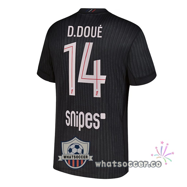 Paris PSG (D. Doué 14) Fourth Soccer Jerseys Black 2025-2026 Paris PSG (D. Doué 14) Fourth Soccer Jerseys Black 2025-2026