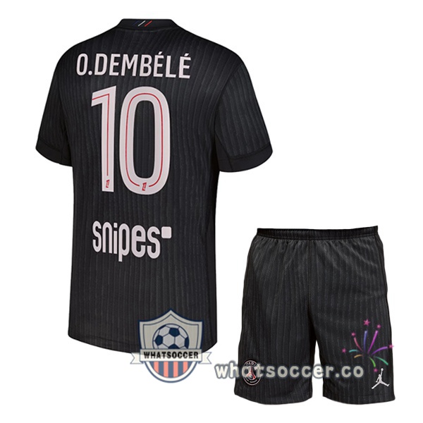 Paris PSG (O. Dembélé 10) Kids Fourth Soccer Jerseys Black 2025-2026