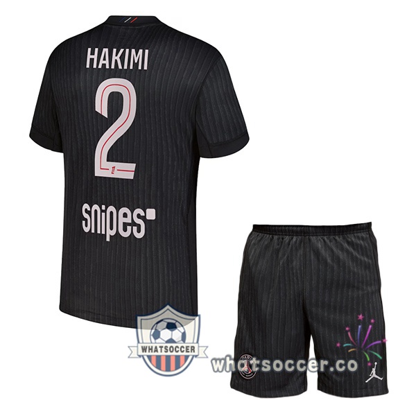 Paris PSG (Hakimi 2) Kids Fourth Soccer Jerseys Black 2025-2026