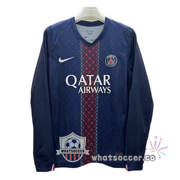 Paris PSG Home Soccer Jerseys Long Sleeve Blue Royal 2025-2026 Paris PSG Home Soccer Jerseys Long Sleeve Blue Royal 2025-2026