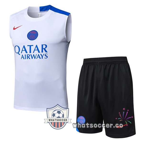 Paris PSG Soccer Vest + Shorts White 2025-2026