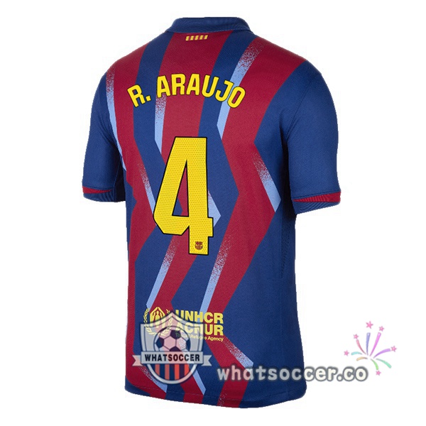 FC Barcelona (R. ARAUJO 4) Fourth Soccer Jerseys Blue Red 2025-2026