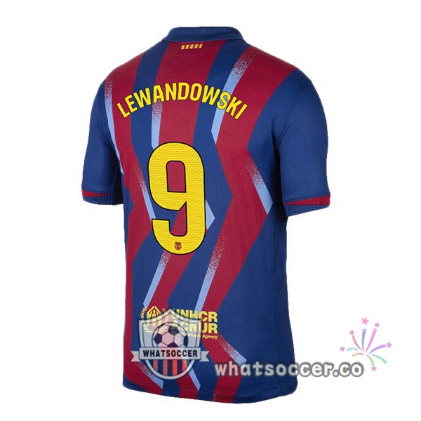 FC Barcelona (LEWANDOWSKI 9) Fourth Soccer Jerseys Blue Red 2025-2026