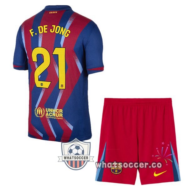 FC Barcelona (F. DE JONG 21) Kids Fourth Soccer Jerseys Blue Red 2025-2026 FC Barcelona (F. DE JONG 21) Kids Fourth Soccer Jerseys Blue Red 2025-2026
