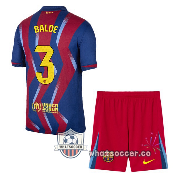 FC Barcelona (BALDE 3) Kids Fourth Soccer Jerseys Blue Red 2025-2026 FC Barcelona (BALDE 3) Kids Fourth Soccer Jerseys Blue Red 2025-2026