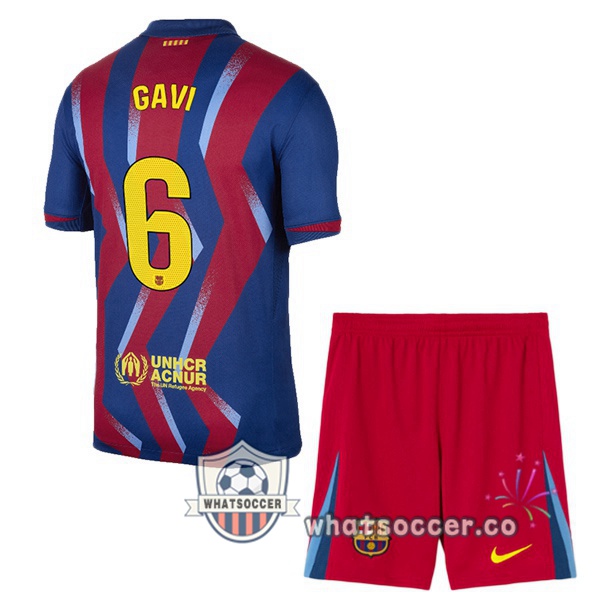 FC Barcelona (GAVI 6) Kids Fourth Soccer Jerseys Blue Red 2025-2026 FC Barcelona (GAVI 6) Kids Fourth Soccer Jerseys Blue Red 2025-2026
