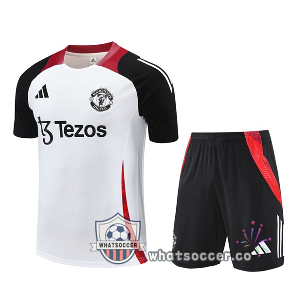 Manchester United Training T-Shirts + Shorts White 2025-2026