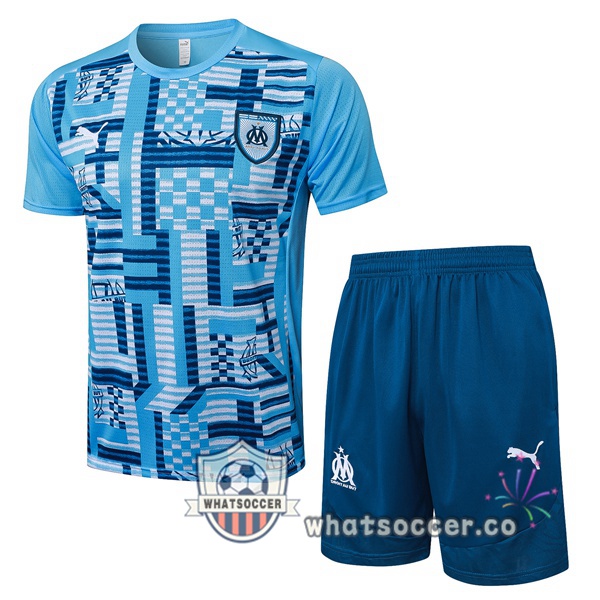 Olympique de Marseille Training T-Shirts + Shorts Blue 2025-2026