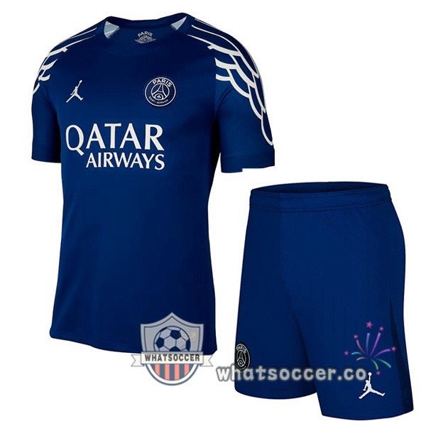 Paris PSG Kids Fourth Soccer Jerseys Blue Royal 2024-2025