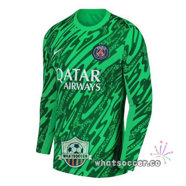 Paris PSG Goalkeeper Soccer Jerseys Long Sleeve Green 2024-2025