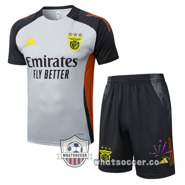S.L Benfica Training T-Shirts + Shorts Gray 2025-2026