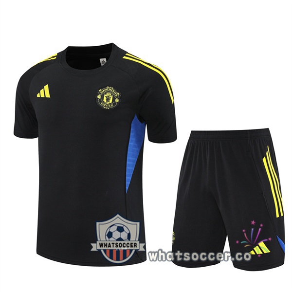Manchester United Training T-Shirts + Shorts Black 2025-2026