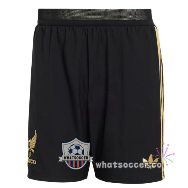Mexico Soccer Shorts Black Yellow 2025-2026