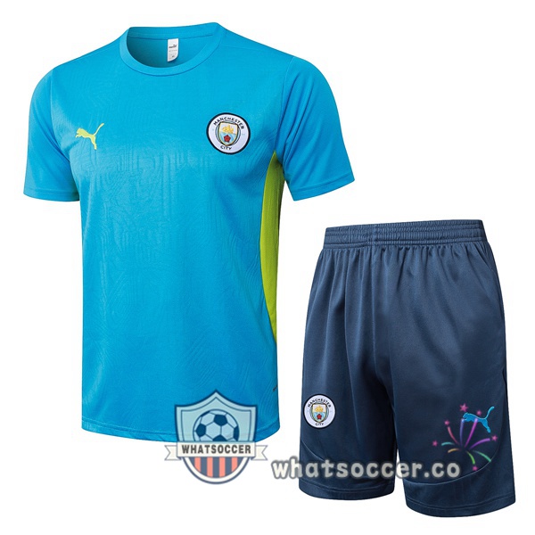 Manchester City Training T-Shirts + Shorts Blue 2025-2026