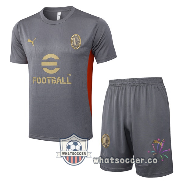 AC Milan Training T-Shirts + Shorts Gray 2025-2026