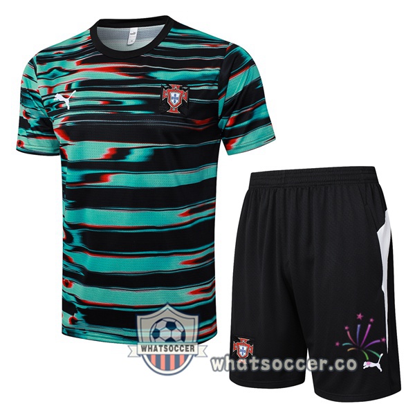 Portugal Training T-Shirts + Shorts Black Green 2025-2026