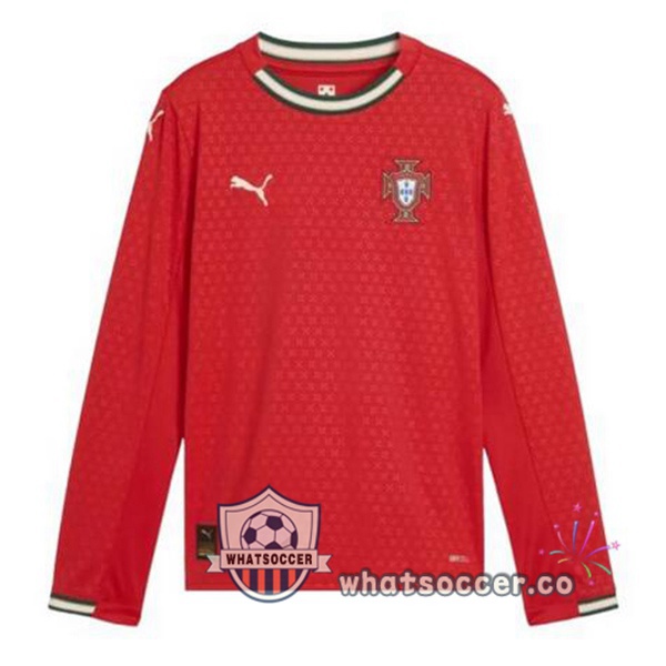 Portugal Home Soccer Jerseys Long Sleeve Red 2025-2026