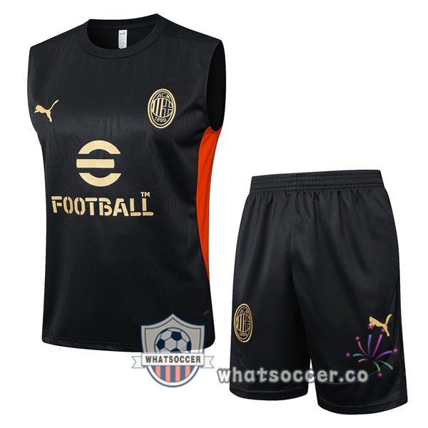 AC Milan Soccer Vest + Shorts Black 2025-2026