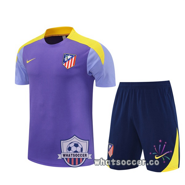 Atletico Madrid Training T-Shirts + Shorts Purple 2025-2026