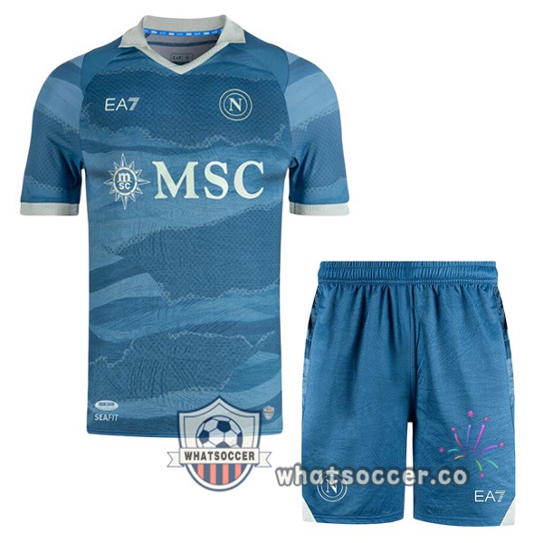 SSC Napoli Kids Fourth Soccer Jerseys Blue 2024-2025