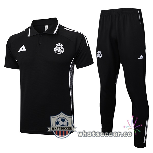 Training Polo Real Madrid + Pants Black 2025-2026