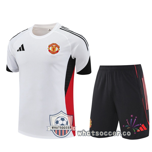 Manchester United Training T-Shirts + Shorts White 2025-2026