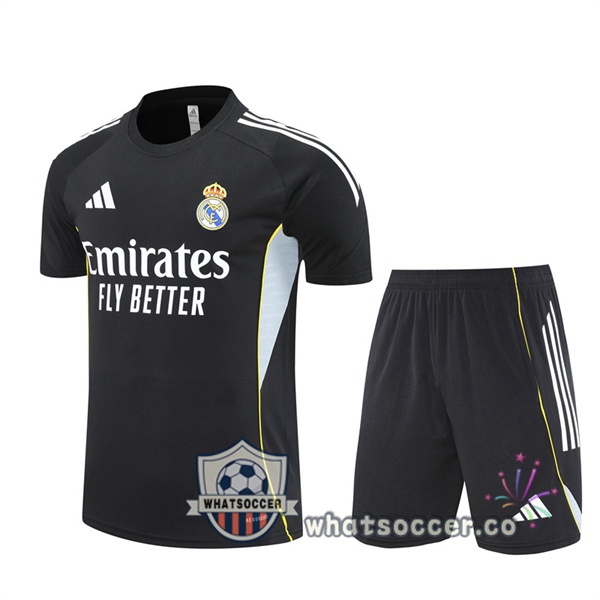 Real Madrid Training T-Shirts + Shorts Black 2025-2026