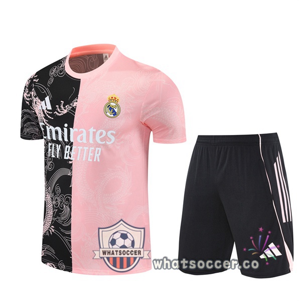 Real Madrid Training T-Shirts + Shorts Black Rose 2025-2026
