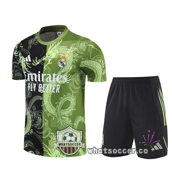 Real Madrid Training T-Shirts + Shorts Black Green 2025-2026