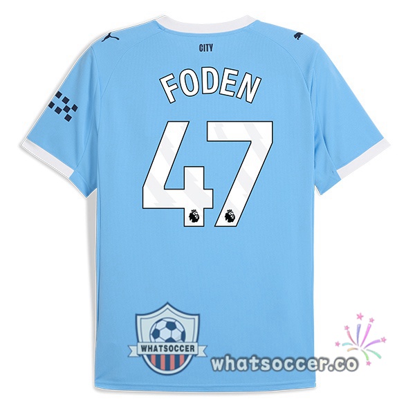 Manchester City (Phil Foden 47) Home Soccer Jerseys Blue 2025-2026
