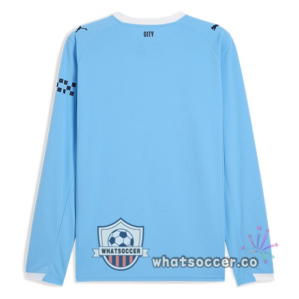 Manchester City Home Soccer Jerseys Long Sleeve Blue 2025-2026