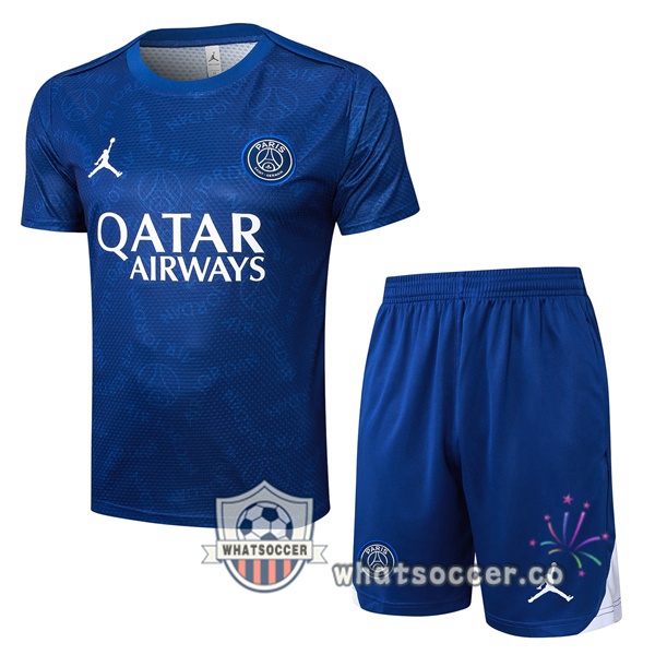 Jordan Paris PSG Training T-Shirts + Shorts Blue 2025-2026
