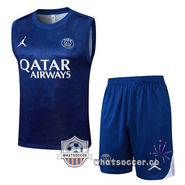 Jordan Paris PSG Soccer Vest + Shorts Blue Royal 2025-2026
