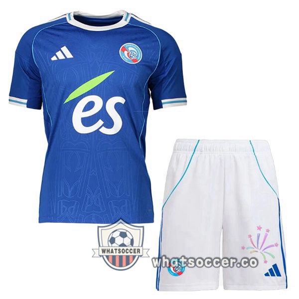 RC Strasbourg Alsace Kids Home Soccer Jerseys Blue 2025-2026