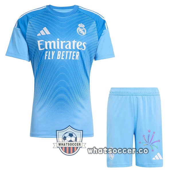 Real Madrid Kids Goalkeeper Soccer Jerseys Blue 2025-2026