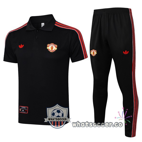 Training Polo Manchester United + Pants Black 2025-2026