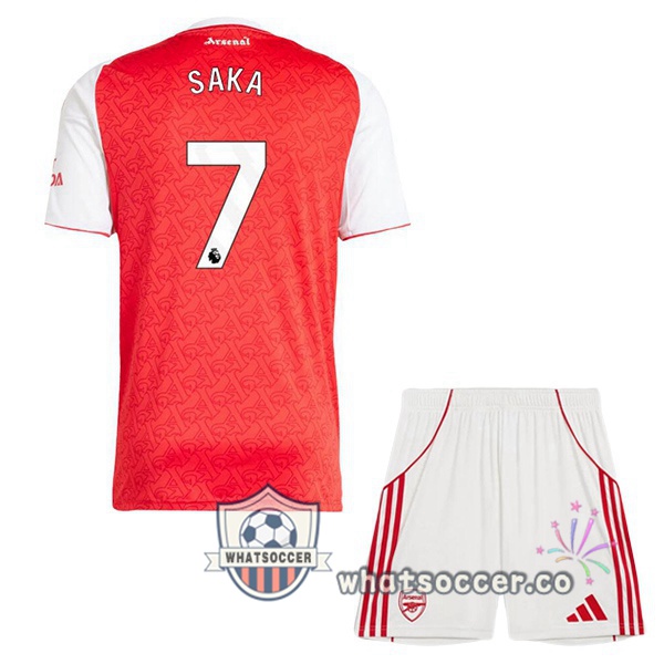 Arsenal (SAKA 7) Kids Home Soccer Jerseys Red White 2025-2026