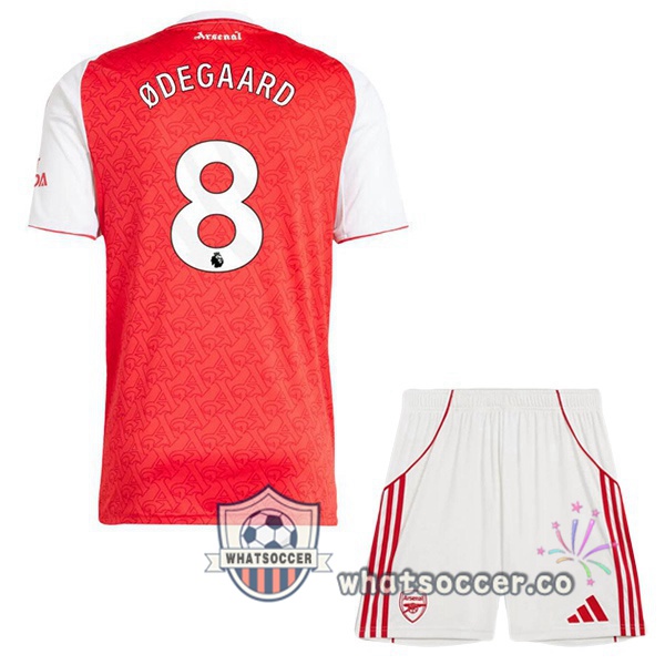 Arsenal (ØDEGAARD 8) Kids Home Soccer Jerseys Red White 2025-2026